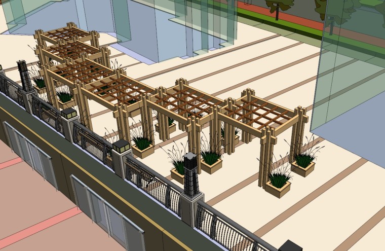 广场公园设计sketchup模型带状景观SU草图大师模型-8