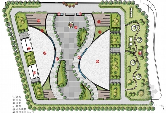 广场ps平面资料下载-简单自然道路广场详细设计方案（毕业设计可用）