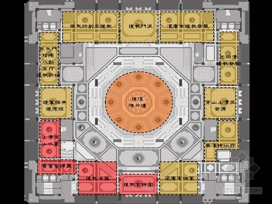 文化演艺中心方案资料下载-[江苏]道教文化奢华新中式风格展示中心室内设计方案