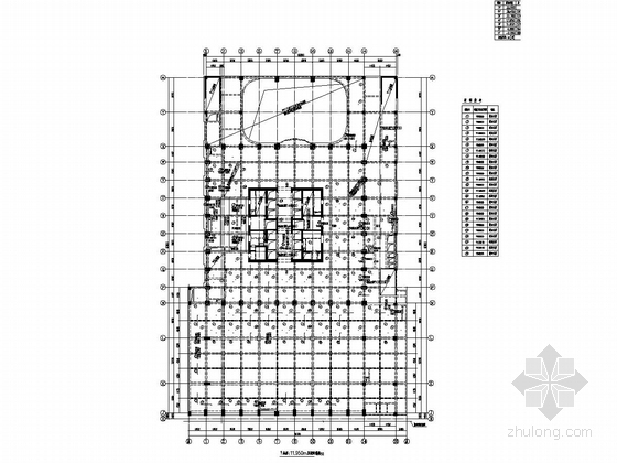 57层框架核心筒结构酒店办公楼结构施工图（213米 含裙房）-裙房11.950m层板配筋图