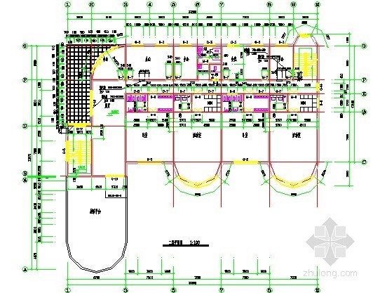 3层办公宅楼土建工程量计算及清单计价实例（附图纸）-二层平面图 