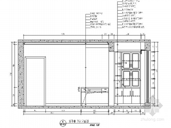 [重庆]精品楼盘新中式三居室装修图（含效果模型）客房兼娱乐室立面图