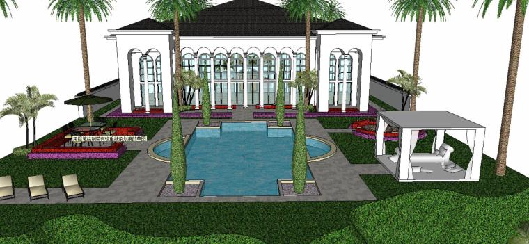 庭院景墙设计资料下载-居住区庭院su模型设计