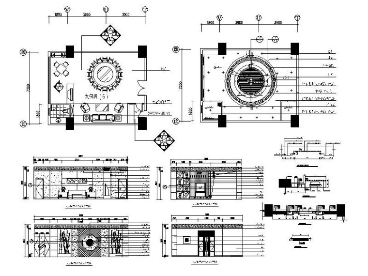 中式园林墙施工图资料下载-中式餐厅包厢施工图
