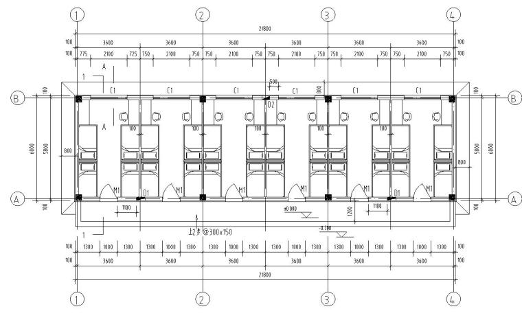 [宁夏]5套砖墙结构小学、幼儿园及宿舍建筑施工图（含全专业）-5套单层砖墙结构小学、幼儿园及宿舍建筑平面图