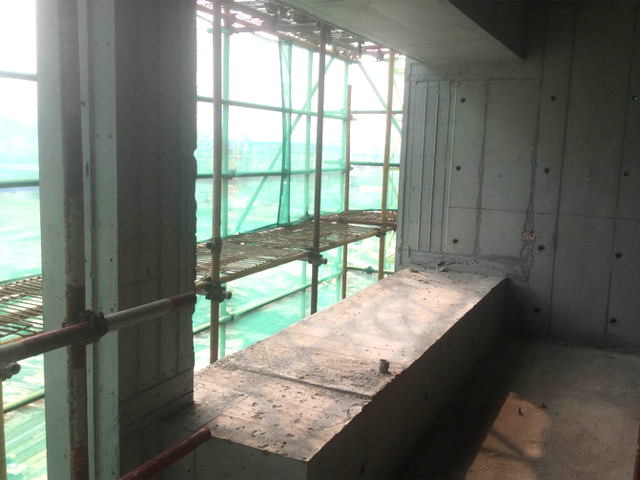 95飘窗窗台一次成型,局部外墙优化为混凝土结构,效果好