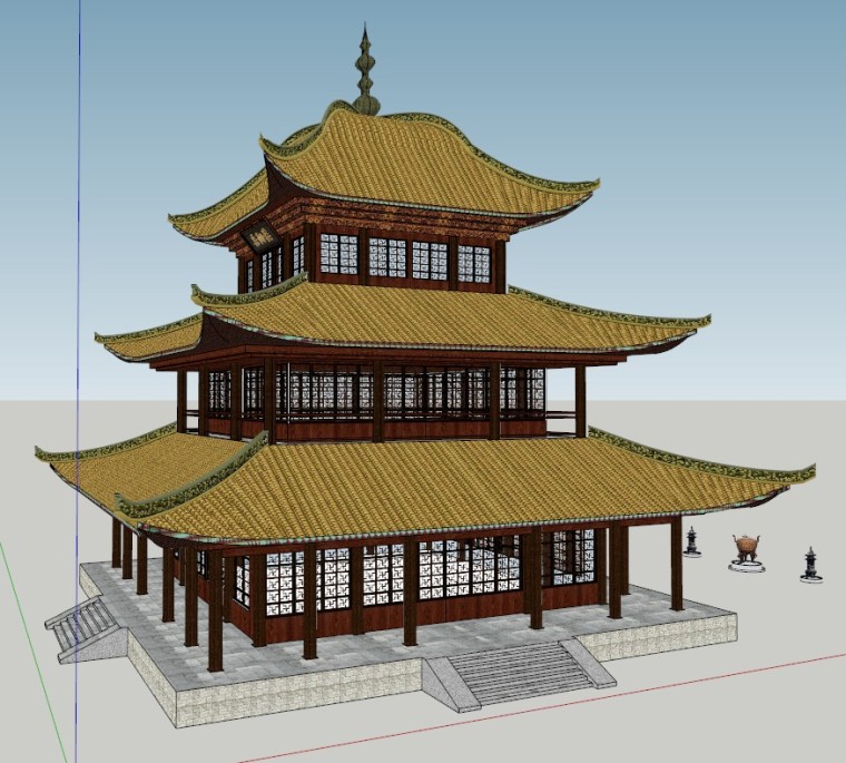 中国古建亭台楼阁塔SketchUp模型分享-群组#256