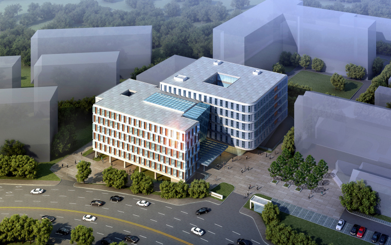 包豪斯设计学院CAD图资料下载-[北京]现代门诊楼设计中国医学科学院（cad+效果图）