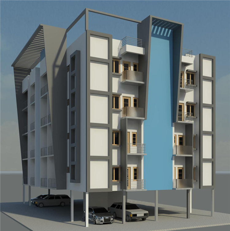 10层公寓su资料下载-BIM模型-revit模型-四层公寓模型