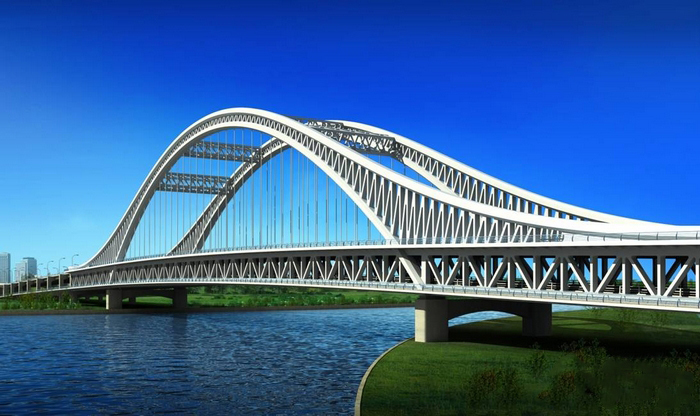 双层沥青混凝土资料下载-地标性桥梁设计赏析--特大型下承式双层系杆拱桥！