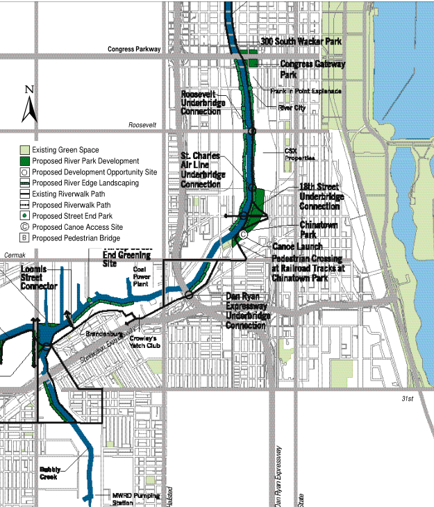[方案]美国芝加哥河发展方案规划-道路分析图
