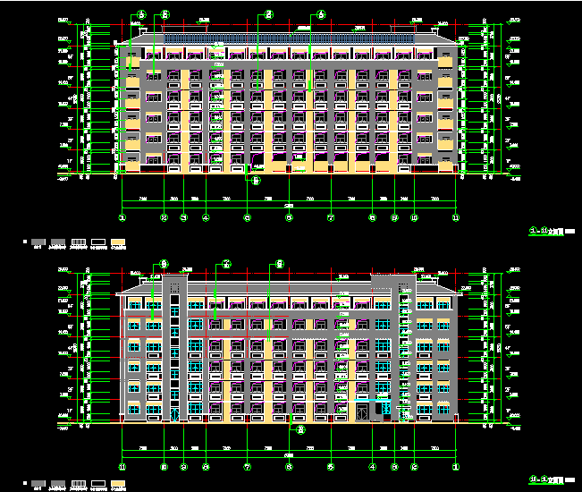 六层剪力墙结构教师公寓楼建结水电全套图-立面图.png