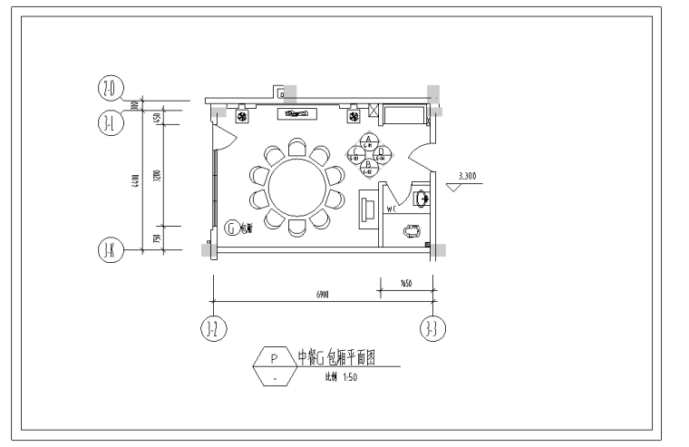 东海某大型中餐厅室内装修设计施工图（64张）-包厢平面图