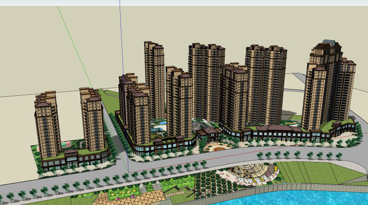 居住建筑设计作业资料下载-某高档居住区建筑设计模型