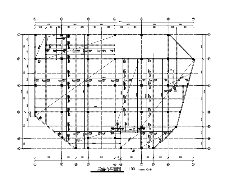 楼梯施工图cad资料下载-地上4层地下1层大型商场框架结构施工图（CAD、21张）