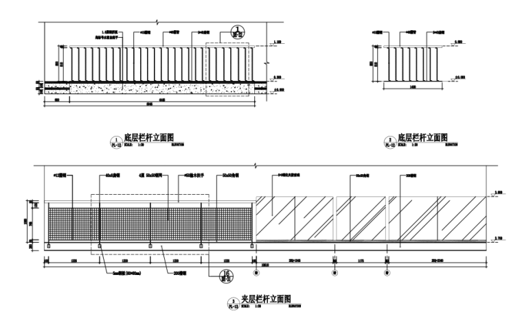 [浙江]温州胡桃里效果图+PDF施工图-夹层栏杆立面图