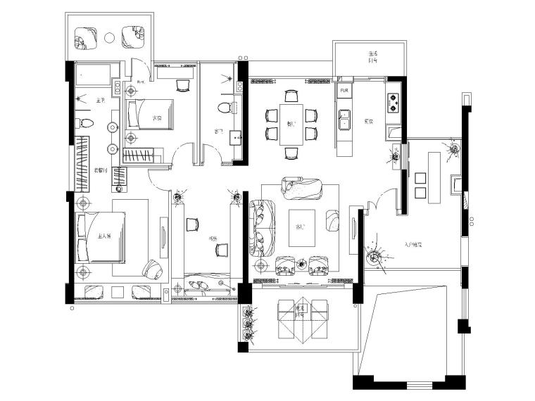 深圳小户型住宅资料下载-[广东]深圳航天晴山月A1户型施工图