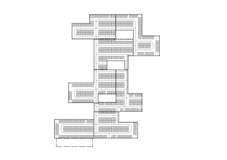 ​[上海]嘉定知名地产广场商住综合体高层住宅建筑施工图（CAD）-地下停车库平面布局