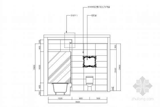美式新古典别墅室内设计施工图（含实景照片） 卫生间立面图