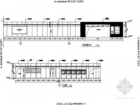 [上海]现代轨道交通线路工程室内站台装修施工图站厅层立面图