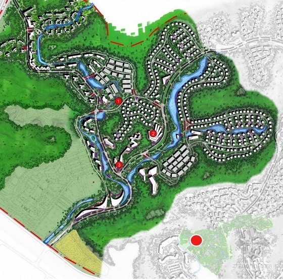 [四川]中华养生谷国际旅游休闲度假区景观及建筑总体概念-分区规划平面图