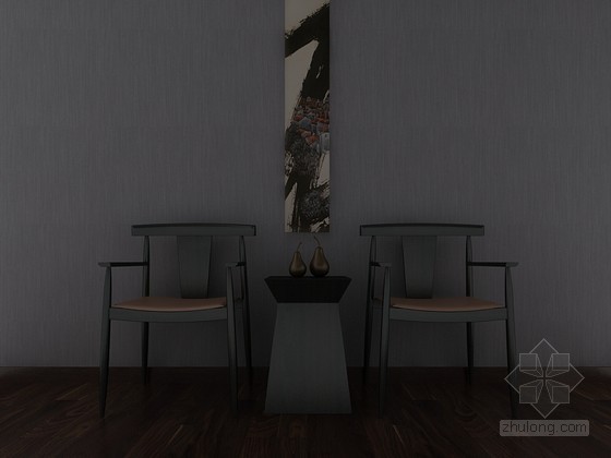 新中式玄关3d模型资料下载-新中式椅3D模型下载
