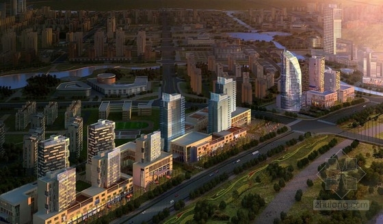 [安徽]现代风格大型城市片区概念性规划设计方案文本-现代风格大型城市片区概念性规划鸟瞰图 