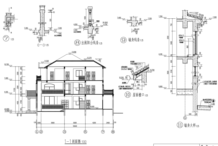欧式坡屋面3层独栋别墅建筑设计施工图（含全套CAD图纸）-屏幕快照 2019-01-09 上午11.11.16