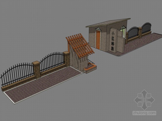 sketchup模型大门资料下载-游园大门SketchUp模型下载