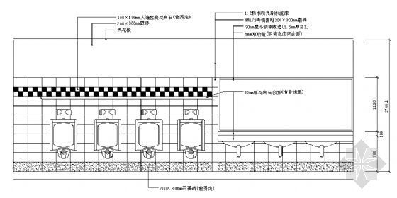 卫生间墙面节点cad资料下载-公共厕所墙面磁砖贴法示意图