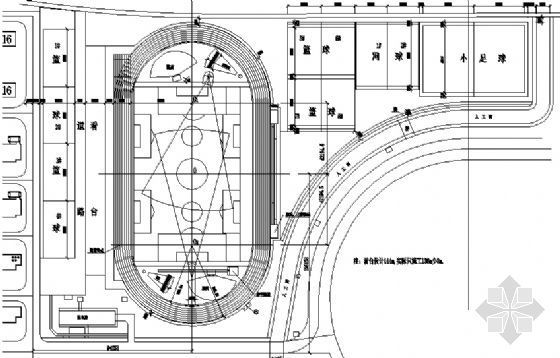 运动场地面剖面图资料下载-某职院体育运动场地建筑工程图