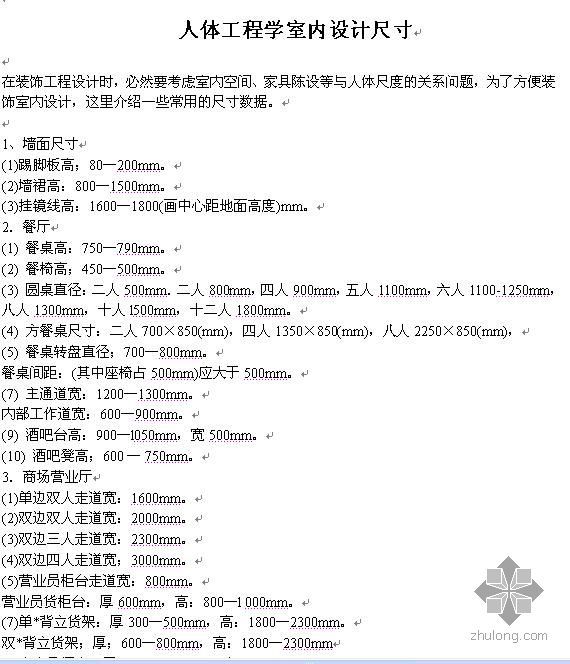 人体工程学室内设计尺寸