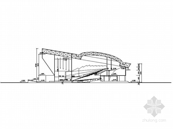 五层休闲会所建筑施工图-五层休闲会所建筑剖面图 