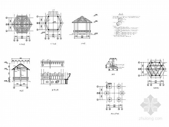 压箱资料！53套园林亭子施工图-六角亭 
