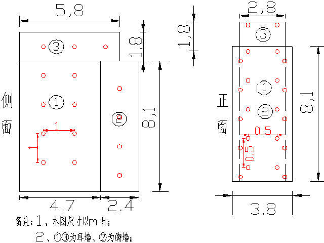 [河北]下穿现浇顶进框架桥施工方案283页（含施组，计算清单36份）-桥台钻孔凿除简图