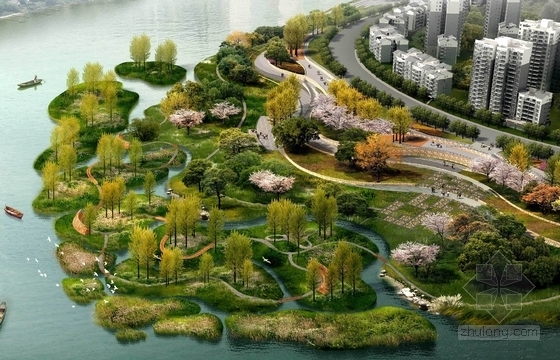 [湖南]新兴高新技术滨河产业园景观设计方案-鸟瞰效果图