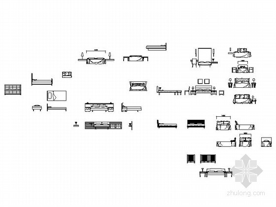 现代风格床CAD图块下载 