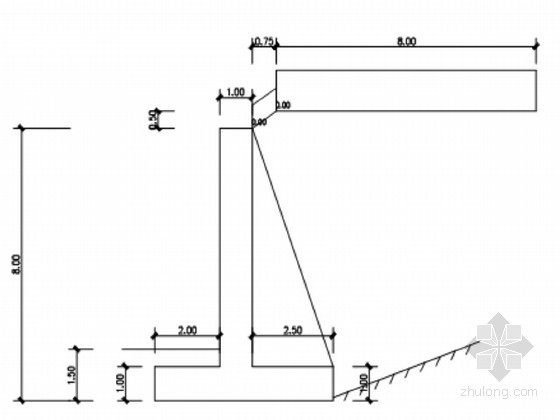 扶壁式挡土墙钢筋计算资料下载-扶壁式挡土墙计算实例（墙身总高8m）