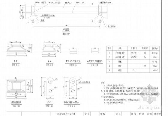 四川道路交通护栏资料下载-[四川]道路机非分隔护栏设计图