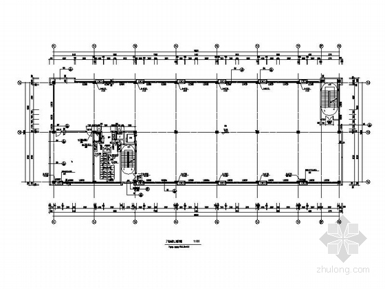 [湖北]物流港多层办公楼建筑施工图-多层不上人屋面办公楼建筑平面图