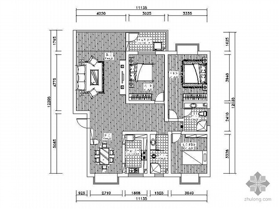快题设计方案图资料下载-三居室设计方案图