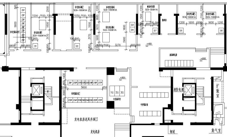 某高层建筑电气全套图纸-配电间布置图