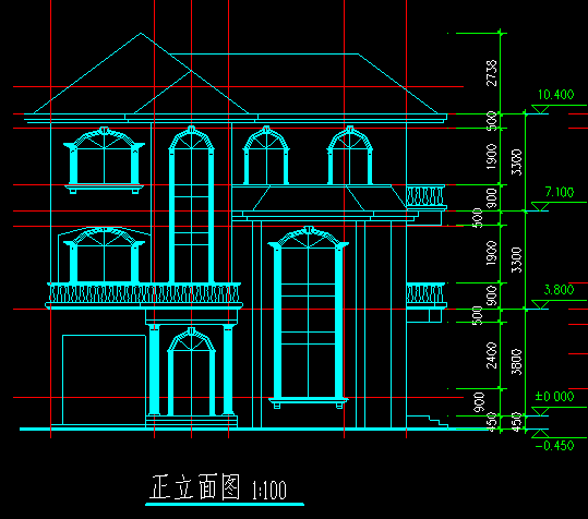 多层办公室建筑图资料下载-多层别墅建筑图（框剪结构）