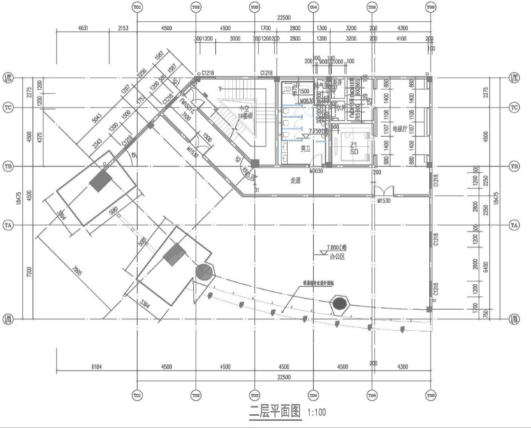 [北京]钢结构混凝土框架结构样板楼施工方案（151页）-02典型平面布置图