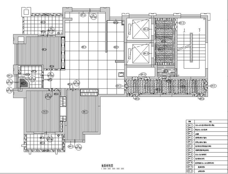 [福建]福州中茵上城国际室内施工图设计（包含CAD+实景图）-地面材料图