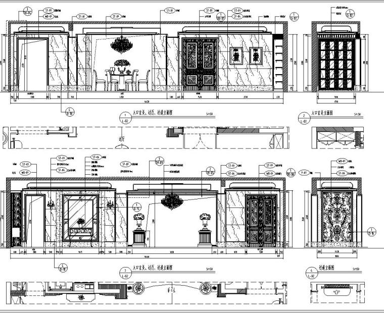 [陕西]西安曲池东岸样板间B1户型室内施工图设计（CAD+实景图）-立面图