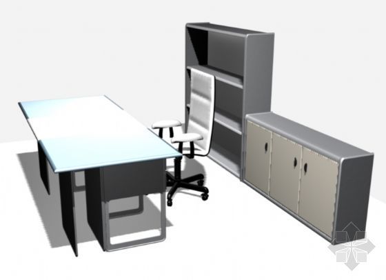 桌椅组合办公室资料下载-办公桌椅书柜组合
