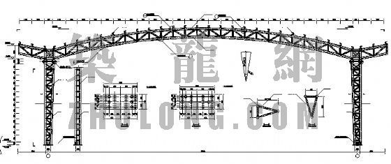 四坡钢架结构图片资料下载-某学校风雨操场钢架结构图