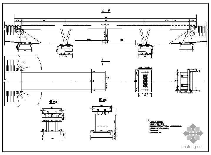 桥塔设计图纸资料下载-v型刚构桥成套cad设计图纸