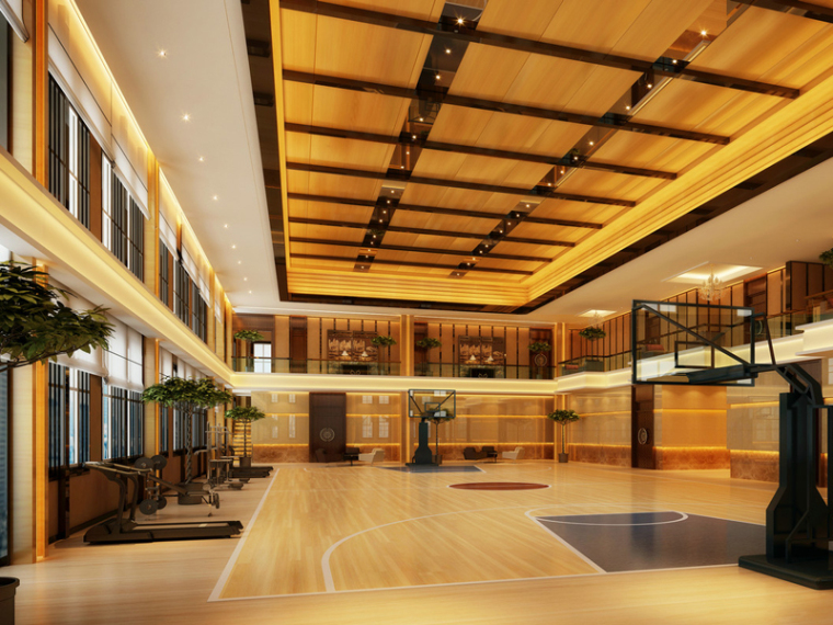 室内篮球场建筑资料下载-室内健身篮球场3D模型下载